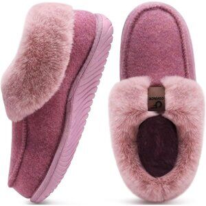 Women's Winter Warm Light Pink Faux Fuzzy Fur Collar Memory Foam Boot Shoes